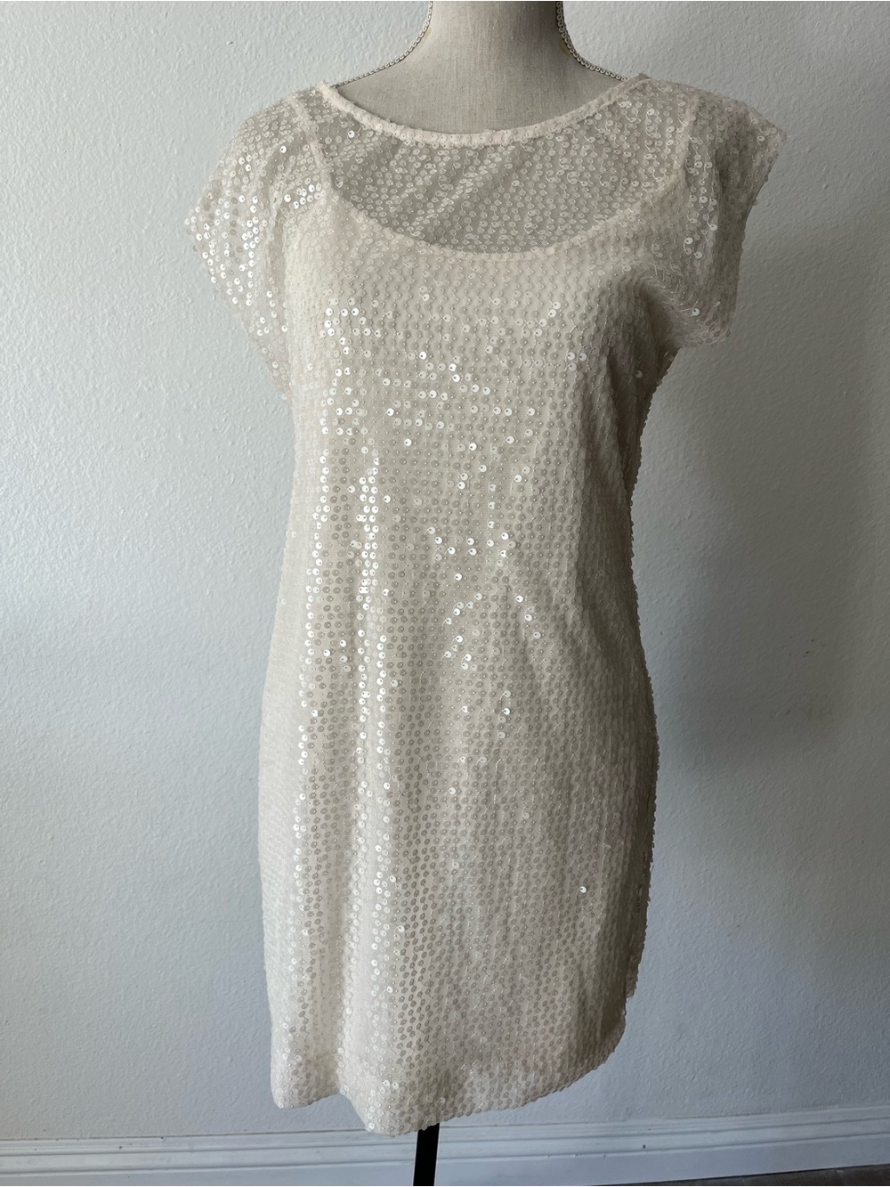 LC Lauren Conrad Ivory Sequin Mini Dress
